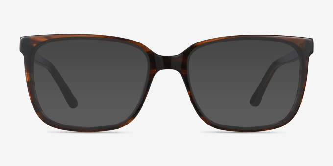 Formula Brown Striped AcetateEyeglass Frames from EyeBuyDirect, with Tinted Lenses
