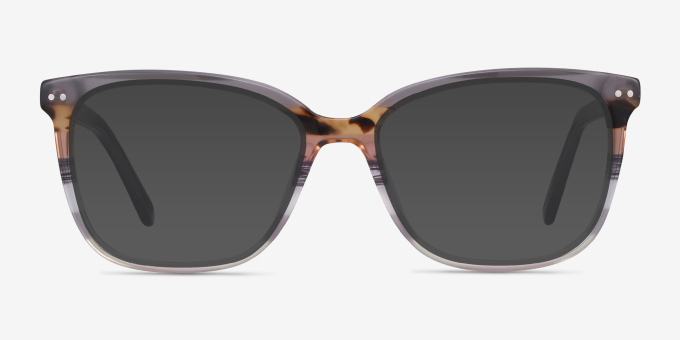 North Gray Striped AcetateEyeglass Frames from EyeBuyDirect, with Tinted Lenses
