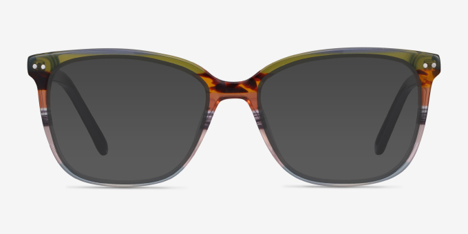 North Green Striped AcétateMontures de lunettes de vue d'EyeBuyDirect, Avec des Verres Teintés