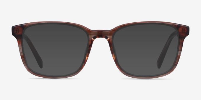 Longway Brown Striped AcetateEyeglass Frames from EyeBuyDirect, with Tinted Lenses