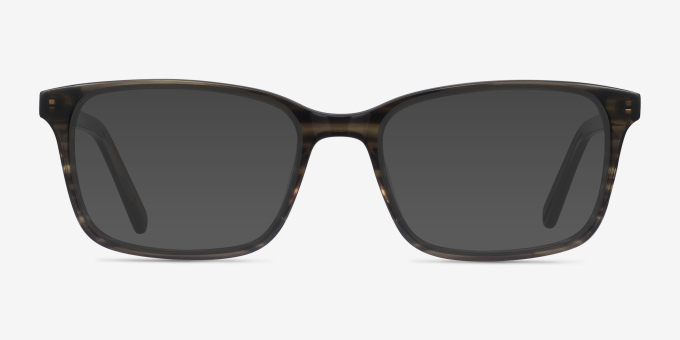 Clipperton Gray Striped AcetateEyeglass Frames from EyeBuyDirect, with Tinted Lenses