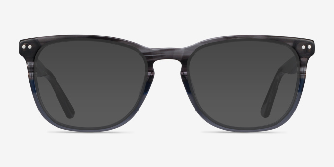 Gato Gray Striped AcetateEyeglass Frames from EyeBuyDirect, with Tinted Lenses