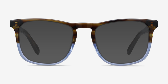 Found Brown Blue AcetateEyeglass Frames from EyeBuyDirect, with Tinted Lenses