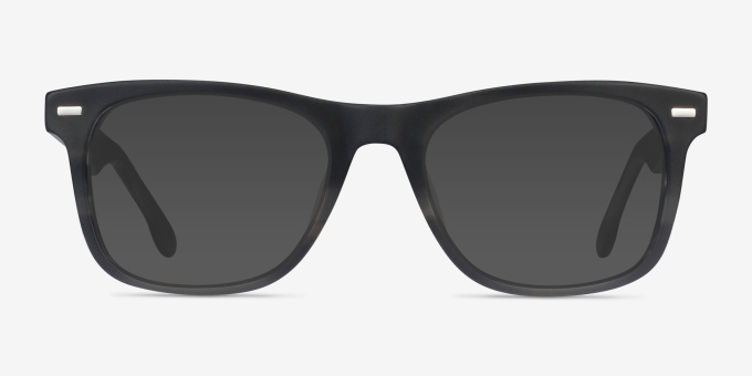 Caster Gray Striped AcetateEyeglass Frames from EyeBuyDirect, with Tinted Lenses