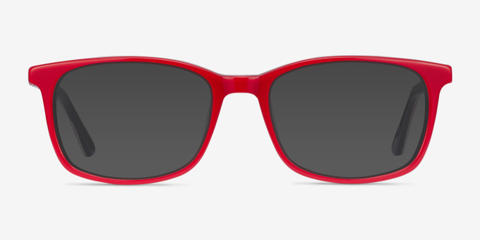 July Red & Navy AcetateEyeglass Frames from EyeBuyDirect, with Tinted Lenses