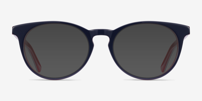 Tradition Navy & Red AcetateEyeglass Frames from EyeBuyDirect, with Tinted Lenses