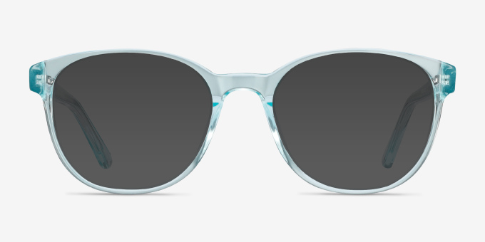 Gable Clear Blue AcetateEyeglass Frames from EyeBuyDirect, with Tinted Lenses
