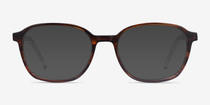 Efficient Brown Striped AcetateEyeglass Frames from EyeBuyDirect, with Tinted Lenses