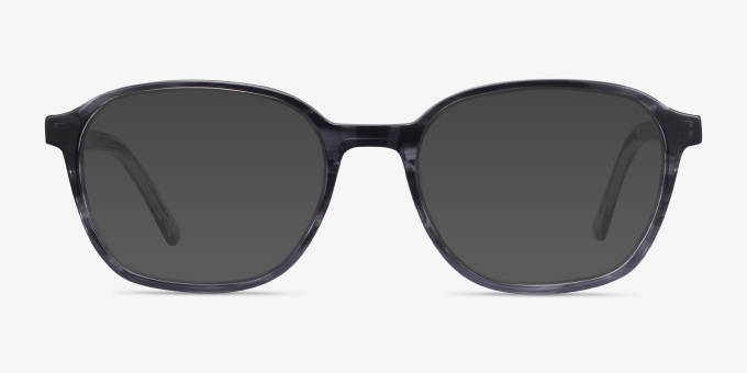 Efficient Black Striped AcetateEyeglass Frames from EyeBuyDirect, with Tinted Lenses