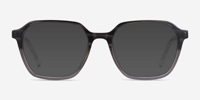 Glib Black Striped AcetateEyeglass Frames from EyeBuyDirect, with Tinted Lenses