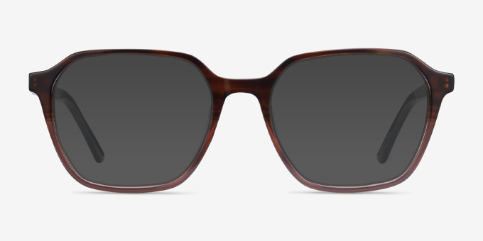 Glib Brown Striped AcetateEyeglass Frames from EyeBuyDirect, with Tinted Lenses