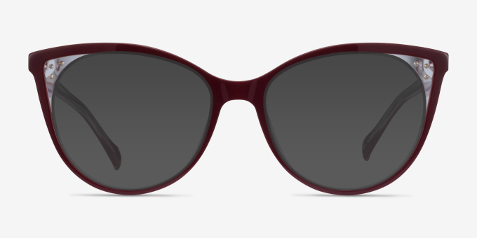Bijou Burgundy AcetateEyeglass Frames from EyeBuyDirect, with Tinted Lenses