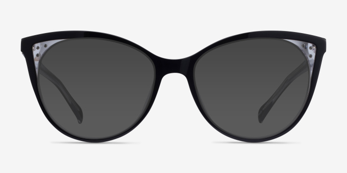 Bijou Black AcetateEyeglass Frames from EyeBuyDirect, with Tinted Lenses