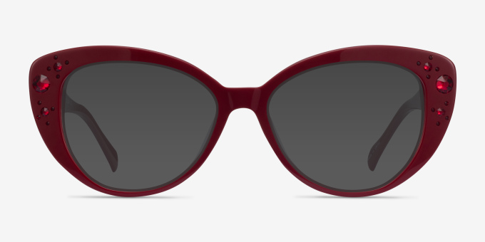 Diamond Burgundy AcetateEyeglass Frames from EyeBuyDirect, with Tinted Lenses
