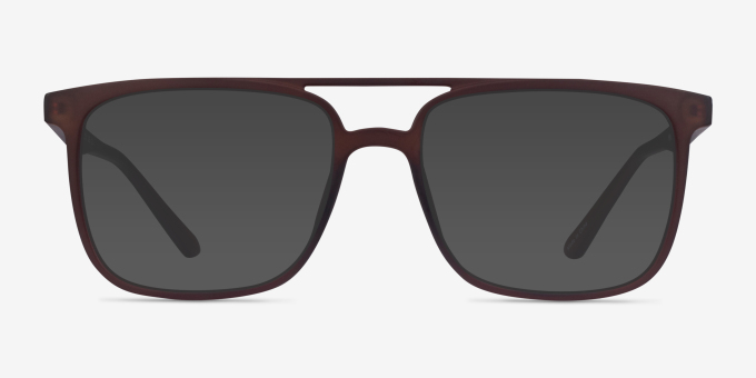 Between Matte Coffee PlasticEyeglass Frames from EyeBuyDirect, with Tinted Lenses