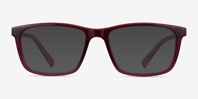 Brad Clear Red Black PlasticEyeglass Frames from EyeBuyDirect, with Tinted Lenses
