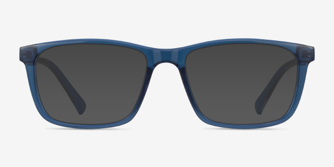 Brad Clear Blue Black PlasticEyeglass Frames from EyeBuyDirect, with Tinted Lenses