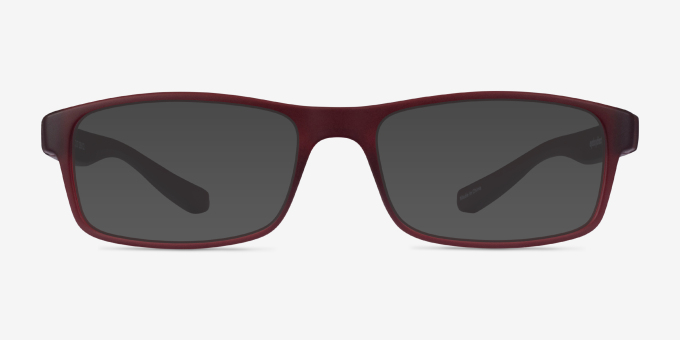 Over Dark Red PlasticEyeglass Frames from EyeBuyDirect, with Tinted Lenses