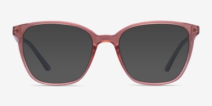 Identical Clear Pink & Clear Blue PlasticEyeglass Frames from EyeBuyDirect, with Tinted Lenses