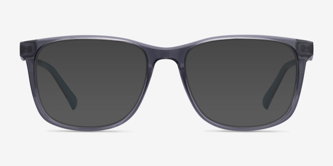Freeze Clear Gray PlasticEyeglass Frames from EyeBuyDirect, with Tinted Lenses