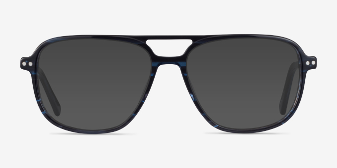 Spirit Blue Striped AcetateEyeglass Frames from EyeBuyDirect, with Tinted Lenses
