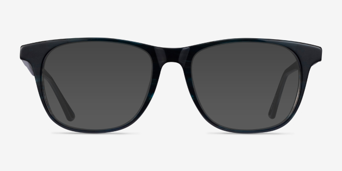 Easy Blue Striped AcétateMontures de lunettes de vue d'EyeBuyDirect, Avec des Verres Teintés