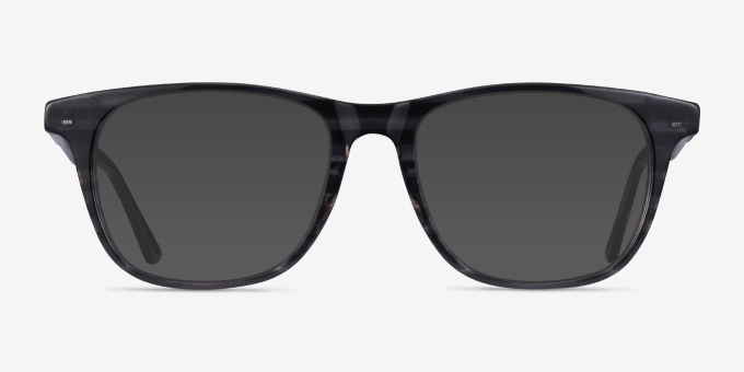Easy Gray Striped AcétateMontures de lunettes de vue d'EyeBuyDirect, Avec des Verres Teintés