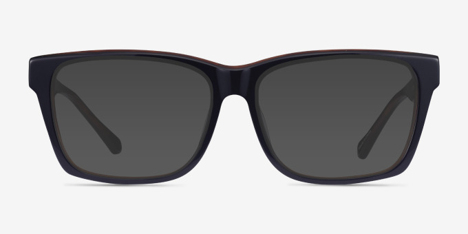 Shuffle Navy Brown AcetateEyeglass Frames from EyeBuyDirect, with Tinted Lenses