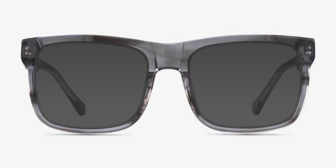 Ylem Gray Striped AcetateEyeglass Frames from EyeBuyDirect, with Tinted Lenses