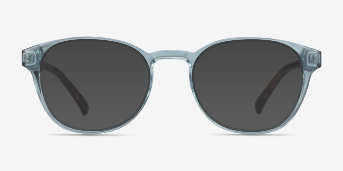 Cool Clear Blue Tortoise PlasticEyeglass Frames from EyeBuyDirect, with Tinted Lenses