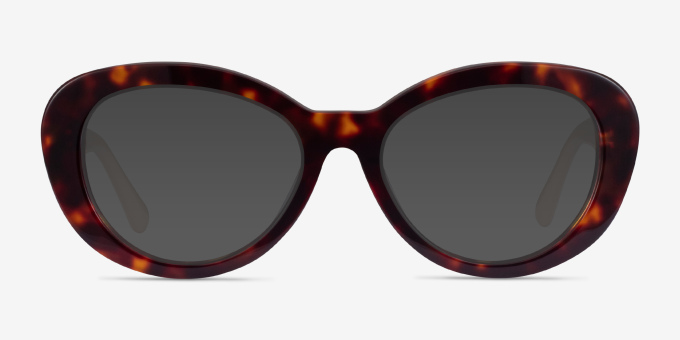 Dahlia Tortoise & Cream AcetateEyeglass Frames from EyeBuyDirect, with Tinted Lenses