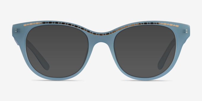 Arcady Blue Gold AcetateEyeglass Frames from EyeBuyDirect, with Tinted Lenses