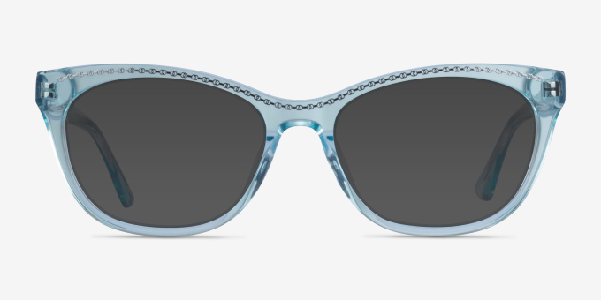 Arabesque Clear Blue Silver AcetateEyeglass Frames from EyeBuyDirect, with Tinted Lenses