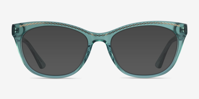 Arabesque Clear Green Gold AcetateEyeglass Frames from EyeBuyDirect, with Tinted Lenses
