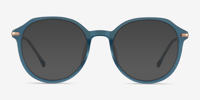 Original Iridescent Blue AcetateEyeglass Frames from EyeBuyDirect, with Tinted Lenses