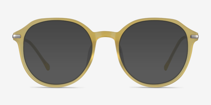 Original Iridescent Yellow AcetateEyeglass Frames from EyeBuyDirect, with Tinted Lenses