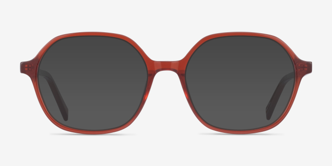 Pigment Terracotta Red AcetateEyeglass Frames from EyeBuyDirect, with Tinted Lenses