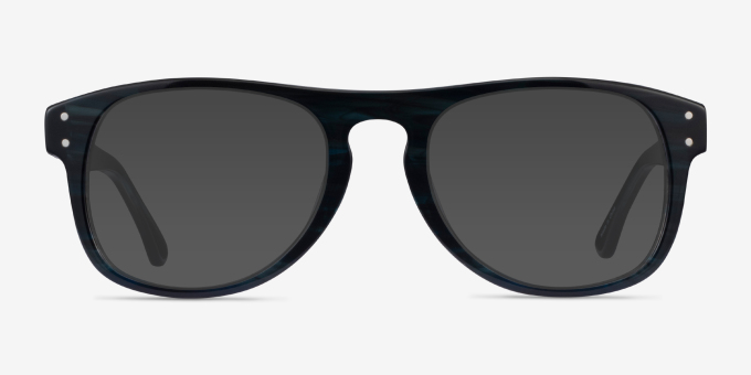 Galveston Dark Blue Striped AcetateEyeglass Frames from EyeBuyDirect, with Tinted Lenses