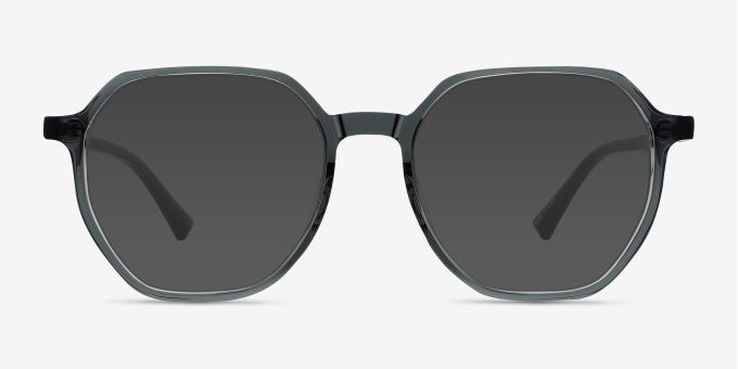 Tiki Clear Gray AcetateEyeglass Frames from EyeBuyDirect, with Tinted Lenses