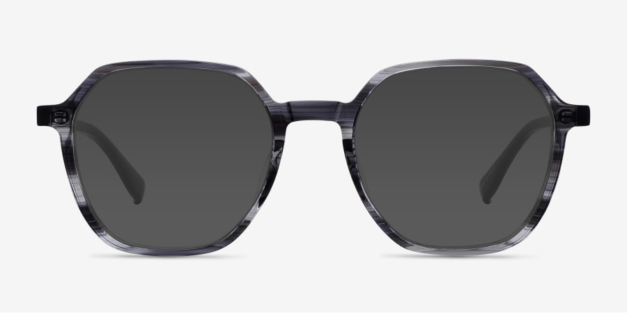 Oscar Geometric Gray Striped Black Full Rim Eyeglasses | Eyebuydirect
