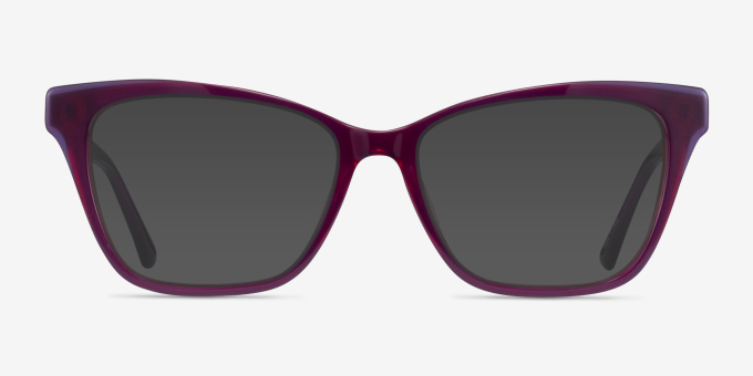 Jelly Clear Purple Red AcetateEyeglass Frames from EyeBuyDirect, with Tinted Lenses