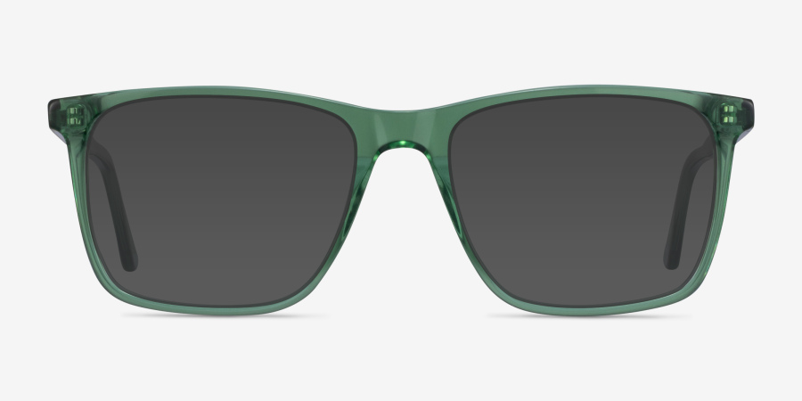 Francisco Rectangle Clear Green Glasses for Men | Eyebuydirect