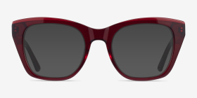 Cassie Burgundy Acétate Montures de lunettes de vue d'EyeBuyDirect, with Tinted Lenses