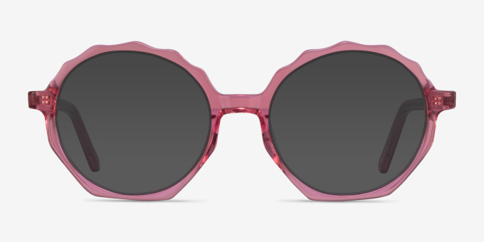 Anemone Clear Pink AcetateEyeglass Frames from EyeBuyDirect, with Tinted Lenses
