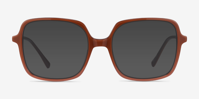 Domingo Brown AcetateEyeglass Frames from EyeBuyDirect, with Tinted Lenses