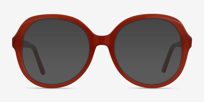 Florescence Burgundy Alternative MaterialsEyeglass Frames from EyeBuyDirect, with Tinted Lenses