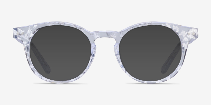 Luminary Clear Silver AcetateEyeglass Frames from EyeBuyDirect, with Tinted Lenses