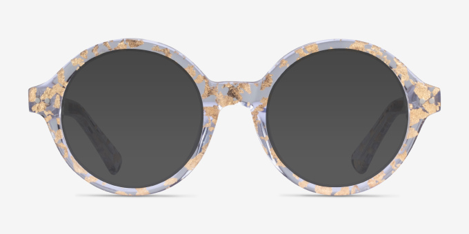 Disco Clear Gold AcetateEyeglass Frames from EyeBuyDirect, with Tinted Lenses