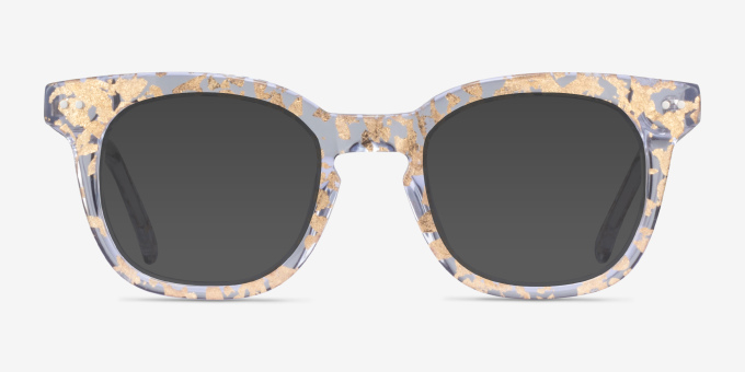 Acoustic Clear Gold AcetateEyeglass Frames from EyeBuyDirect, with Tinted Lenses