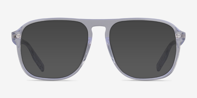 Downtown Clear Silver AcetateEyeglass Frames from EyeBuyDirect, with Tinted Lenses